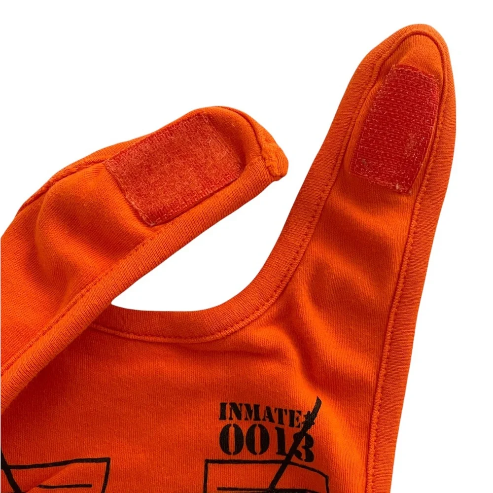 Baby Bib Cotton ‘I Did 9 Months Hard Time’ Orange Black White One Size
